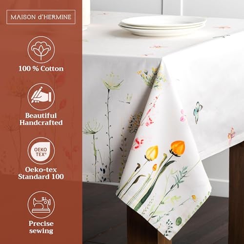 Maison d' Hermine Table Cloth Rectangle Table 100% Cotton 60 x 108 Inches Tablecloth Reusable Decorative for Dining Room, Farmhouse, Home, Party, Festive & Wedding Spring Summer - Botanical Fresh - Image 2