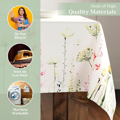 Maison d' Hermine Table Cloth Rectangle Table 100% Cotton 60 x 108 Inches Tablecloth Reusable Decorative for Dining Room, Farmhouse, Home, Party, Festive & Wedding Spring Summer - Botanical Fresh - Image 3