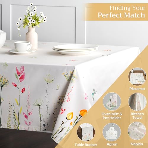Maison d' Hermine Table Cloth Rectangle Table 100% Cotton 60 x 108 Inches Tablecloth Reusable Decorative for Dining Room, Farmhouse, Home, Party, Festive & Wedding Spring Summer - Botanical Fresh - Image 5
