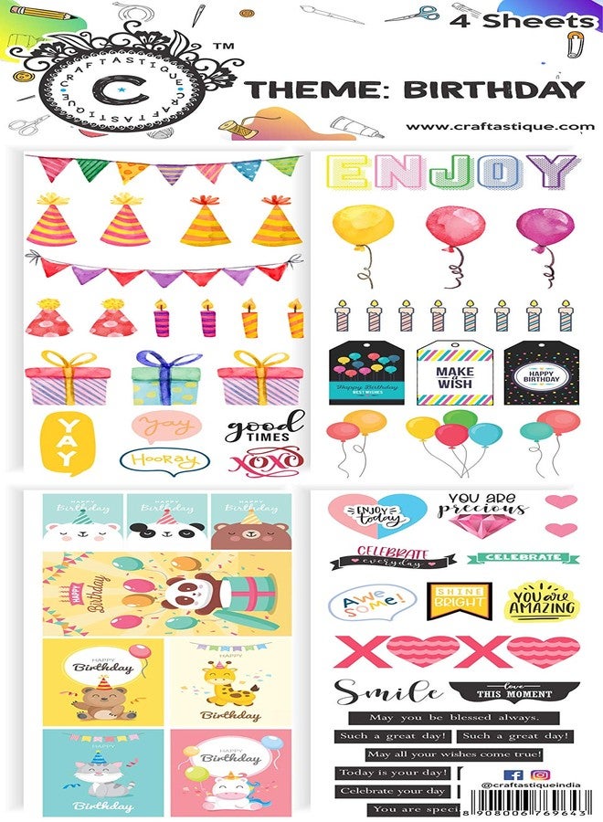 Craftastique Scrapbooking Birthday Elements & Tags Sheets,Multicolour (4 Sheets) - Image 1