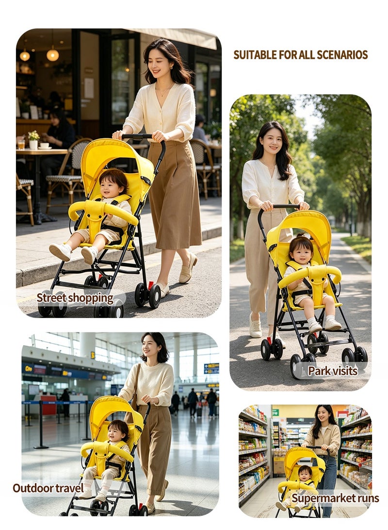 BEIRUI Lightweight 4-Wheel Baby Stroller | One-Hand Fold, Adjustable Handle & Backrest, Compact Travel Stroller for Newborn to 4 Years, Perfect for Air Travel & Shopping - Image 4