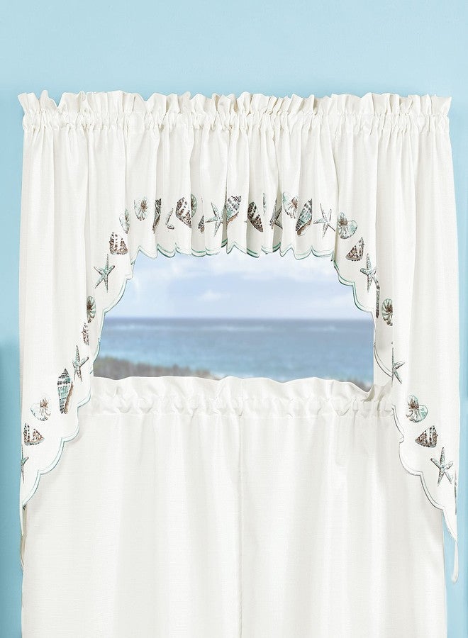 Renaissance Home Fashion Collections Etc Seashells Embroidered Swag Pair, 56" X 38", Sea Mist - Image 2