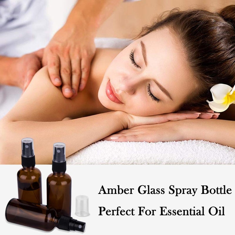 hmaimas 6 Pack Amber Glass Spray Bottles for Essential Oils, 2oz Small Fine Mist Travel Empty Spray Bottle for Hair and Plants - Image 5