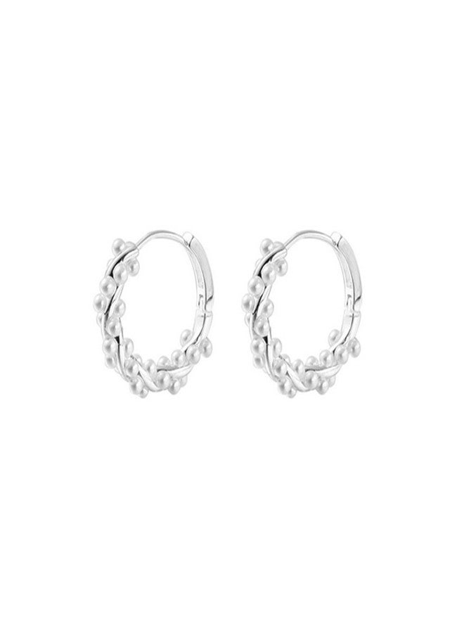 WMM Pearl Earrings (Silver Small Pearl Hoop Earrings) - Image 1