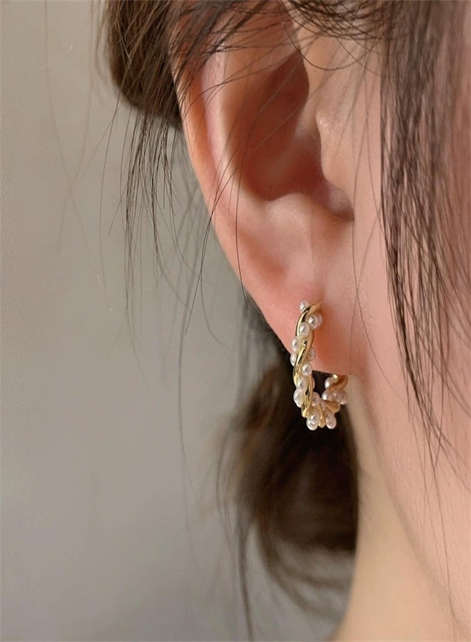 WMM Pearl Earrings (Silver Small Pearl Hoop Earrings) - Image 5