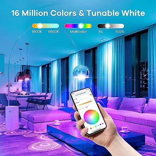 Linkind Smart Light Bulbs, Smart Bulb That Work with Alexa & Google Home, LED Light Bulbs Color Changing, 104 Preset Scene, Music Sync, A19 E26 2.4GHz RGBTW WiFi Bluetooth Light Bulb 60W, 800LM, 4Pack - Image 4