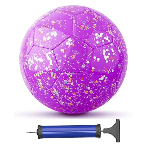 AceVernine Soccer Balls Size 3 Sparkle Soccer Ball for Girls Kids 38 46 68 Glitter Outdoors Sports Recreation Playing Ball for Birthday Easter Soccer Gifts Glitter Purple Size 3 - Image 1