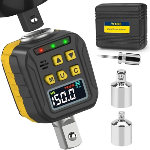 YIYEIE 1/2" Digital Torque Adapter, 7.4-147.5 Ft-lb/10-200 Nm, Color LCD, Digital Torque Wrench Adapter with ±2% Accuracy, Torque Wrench Calibration Tool with 3/8'' & 1/4'' Adapters for Car - Image 1