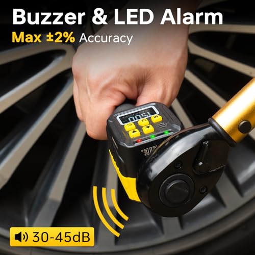 YIYEIE 1/2" Digital Torque Adapter, 7.4-147.5 Ft-lb/10-200 Nm, Color LCD, Digital Torque Wrench Adapter with ±2% Accuracy, Torque Wrench Calibration Tool with 3/8'' & 1/4'' Adapters for Car - Image 4