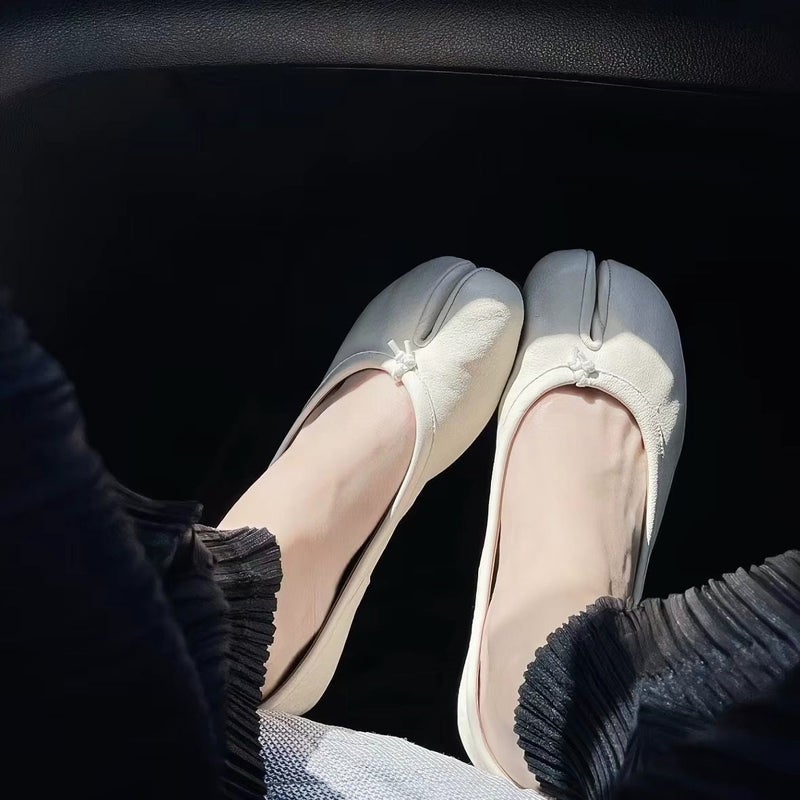 Women's French Vintage Split-Toe Flat Loafer Shoes - Image 4