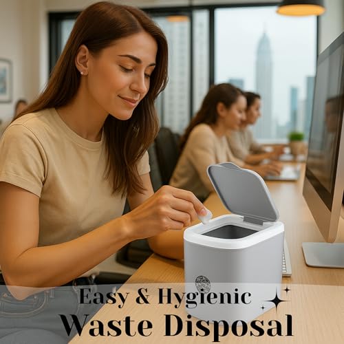 Liza Mini Waste Bin with Attached Lid & Easy To Open, Multi-Use Dust Bin For Various Uses (Grey) - Image 5