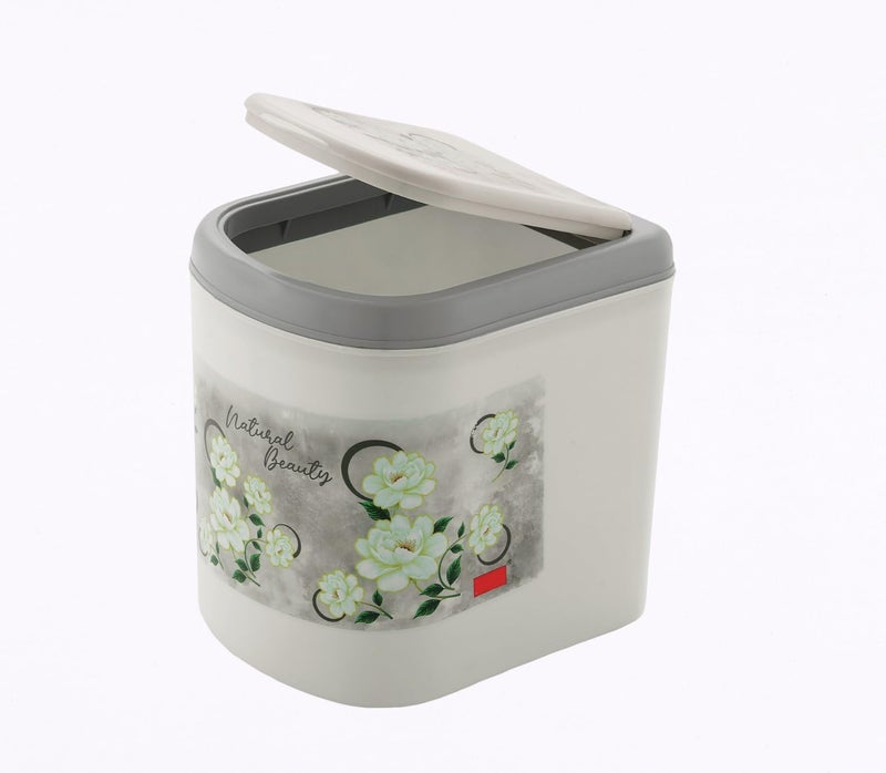 Liza Mini Waste Bin with Attached Lid & Easy To Open, Multi-Use Dust Bin For Various Uses (Grey) - Image 1