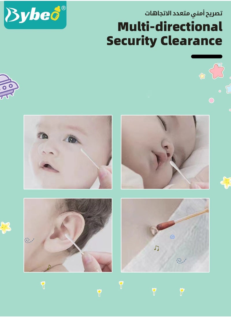 Bybeo - 400PCS Baby Cotton Swabs,  Double-headed Ear Spoon, Baby Cotton Buds, Baby Cotton Safe Swabs for Delicate Baby Ear Nose, 100% Pure Organic Cotton,100% Biodegradable Chlorine Free & Hypoallergenic - Image 1