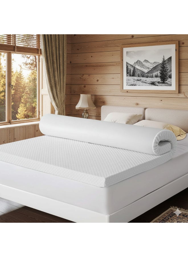 Harmony Home Memory Foam Mattress Topper – 5cm Visco Elastic | Removable Knitted Cover | Queen Size (200X160 cm) - Image 1
