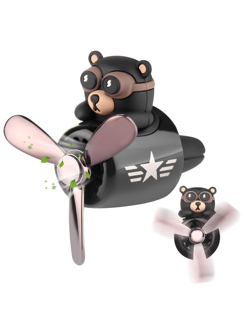 RATSAW Car Air Freshener Cute Bear Pilot Car Perfume Diffuser Vent Clip Rotating Propeller Automobile Air Outlet Fan Car Aromatherapy  for Men Women with 2 Incense Slices  - Image 1