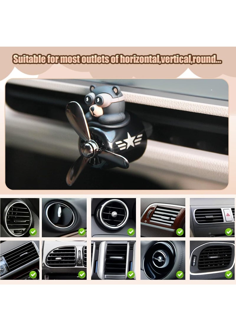 RATSAW Car Air Freshener Cute Bear Pilot Car Perfume Diffuser Vent Clip Rotating Propeller Automobile Air Outlet Fan Car Aromatherapy  for Men Women with 2 Incense Slices  - Image 3