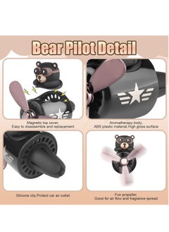 RATSAW Car Air Freshener Cute Bear Pilot Car Perfume Diffuser Vent Clip Rotating Propeller Automobile Air Outlet Fan Car Aromatherapy  for Men Women with 2 Incense Slices  - Image 2