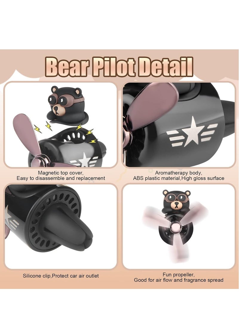 RATSAW Car Air Freshener Cute Bear Pilot Car Perfume Diffuser Vent Clip Rotating Propeller Automobile Air Outlet Fan Car Aromatherapy  for Men Women with 2 Incense Slices  - Image 2