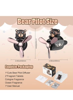 RATSAW Car Air Freshener Cute Bear Pilot Car Perfume Diffuser Vent Clip Rotating Propeller Automobile Air Outlet Fan Car Aromatherapy  for Men Women with 2 Incense Slices  - Image 4