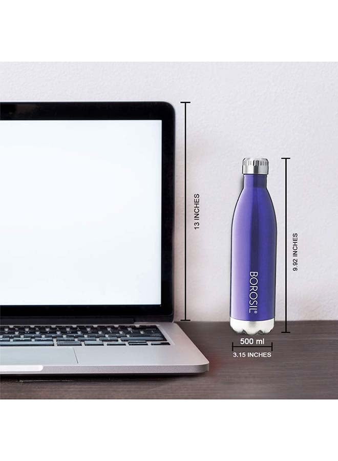 Borosil Vacuum Insulated Copper Coated Inner Trans Bolt Water Bottle, Sports Bottle, Yoga Bottle, Outdoor, Portableleak Proof, Reusable Water Bottle Blue, 500 Ml, Fgbol0500Bl - Image 5