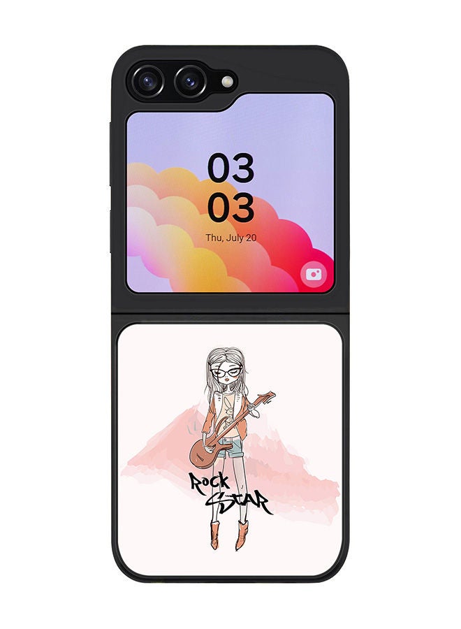 Stylizedd Rugged Black edge case for Samsung Galaxy Z Flip5, Slim fit Soft Case Flexible Rubber Edges Anti Drop TPU Gel Thin Cover -  Rockstar Girl - Image 1
