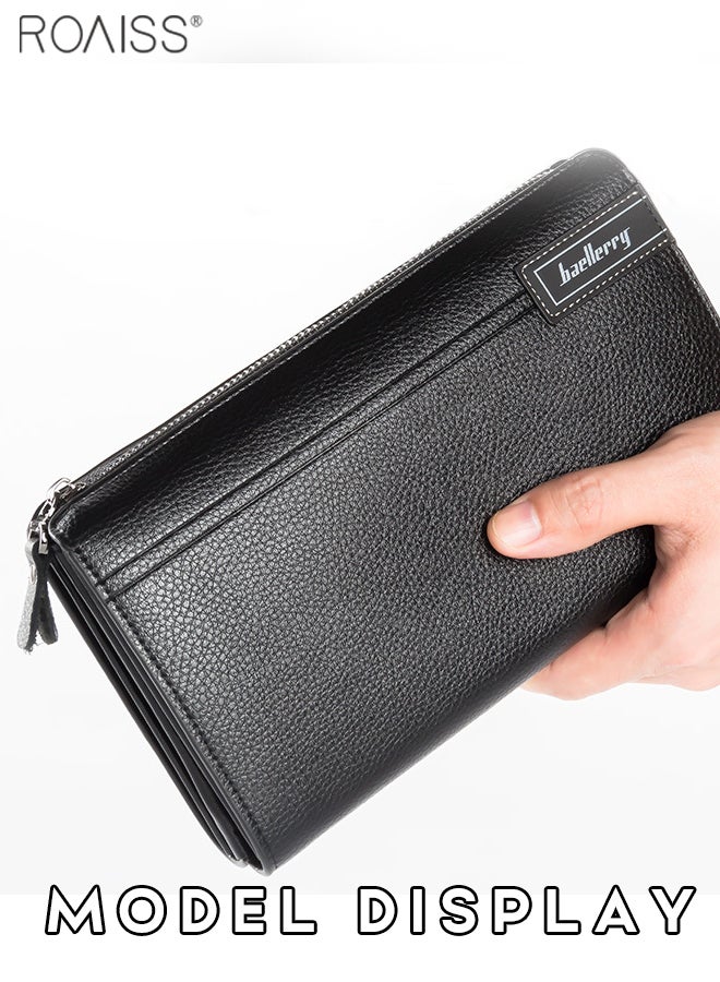 roaiss Men'S Business Casual Genuine Leather Clutch Large Capacity Soft Cowhide High-End Bag With Handle - Image 4