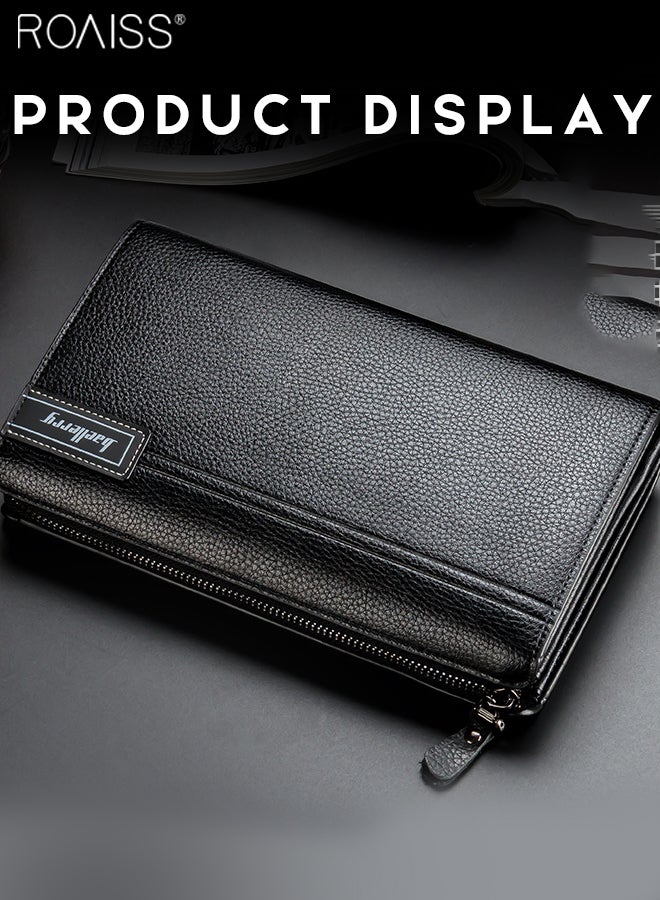 roaiss Men'S Business Casual Genuine Leather Clutch Large Capacity Soft Cowhide High-End Bag With Handle - Image 2