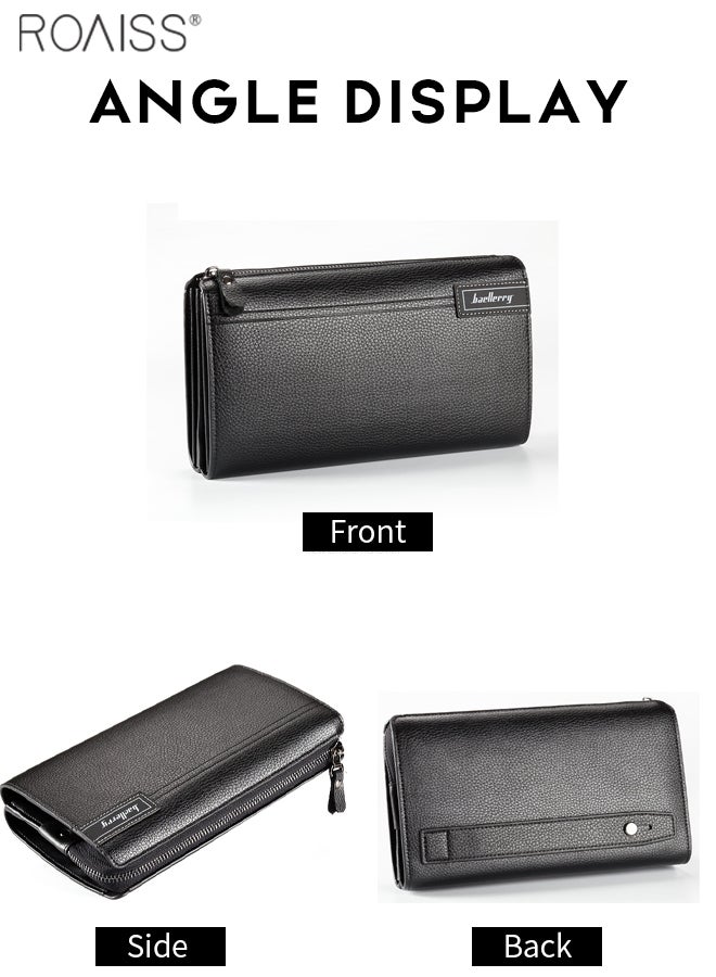 roaiss Men'S Business Casual Genuine Leather Clutch Large Capacity Soft Cowhide High-End Bag With Handle - Image 5