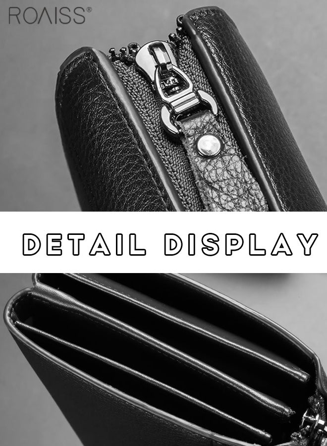 roaiss Men'S Business Casual Genuine Leather Clutch Large Capacity Soft Cowhide High-End Bag With Handle - Image 3