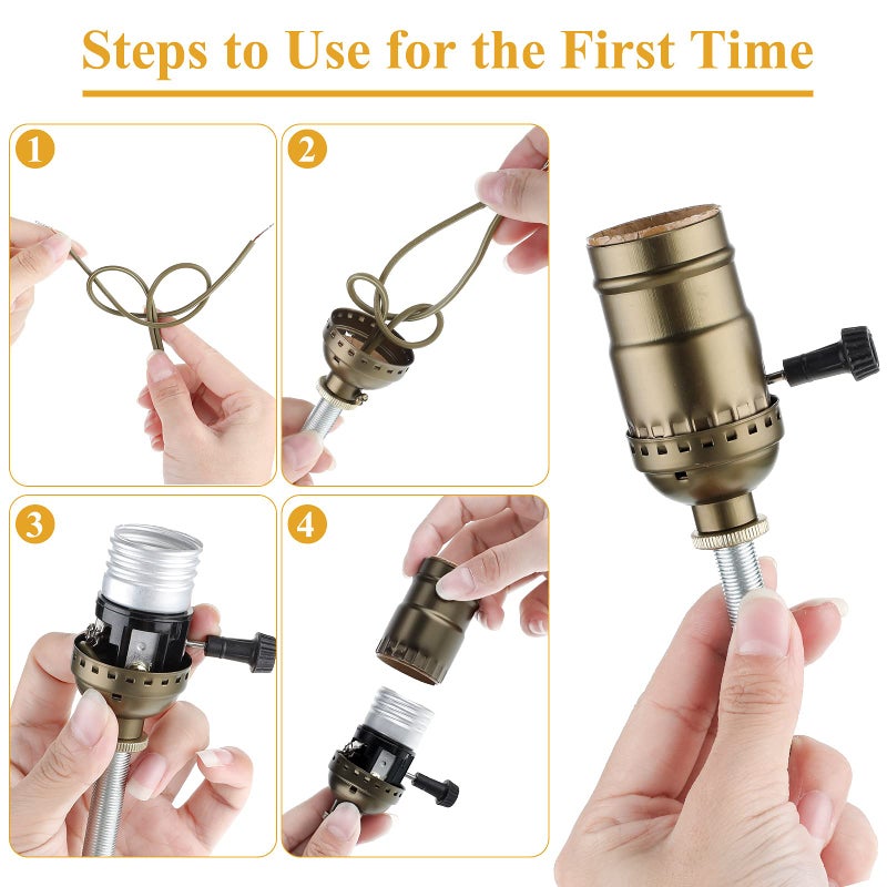 Honoson Lamp Repair Kit Table Rewire Lamp Parts with 3 Way Socket Matching Cord and Essential Hardware Wiring Kit for Table Floor DIY Design Repair Light Do It Yourself(Bronze) - Image 4