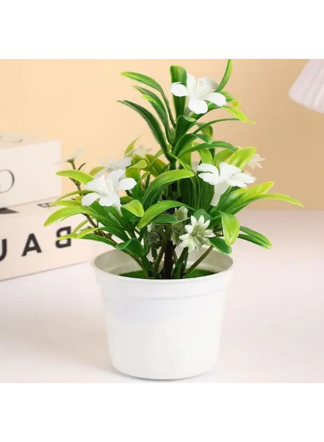1pc Realistic Artificial Bellflower Plant In Pot Yellow Low Maintenance Fake Flowers No Watering Needed For Home Office Wedding Table Centerpiece Durable Plastic Decorative Greenery Longlasting Decor - Image 1