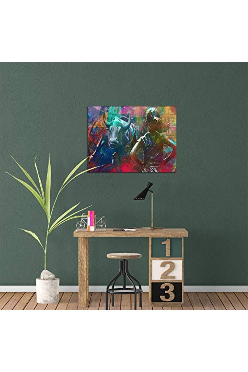 Yetaryy Abstract Wall Art Decor New York Wall Street Charging Bull Picture Poster Equality Fearless Girl Inspirational Entrepreneur Quotes Framed Art Print Paintings for Office Home Decoration - 18"Hx24"W - Image 4