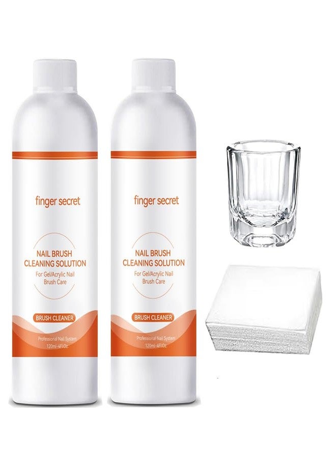 AOBOO Nail Brush Cleaner Brush Cleaner 8fl.oz 240ml Remover Cleanser Clean and Care Acrylic Nail Brushes Gel Nail Polish Brushes Nail Brushes 50 cotton flakes crystal glass Nail Tech Supplies - Image 1