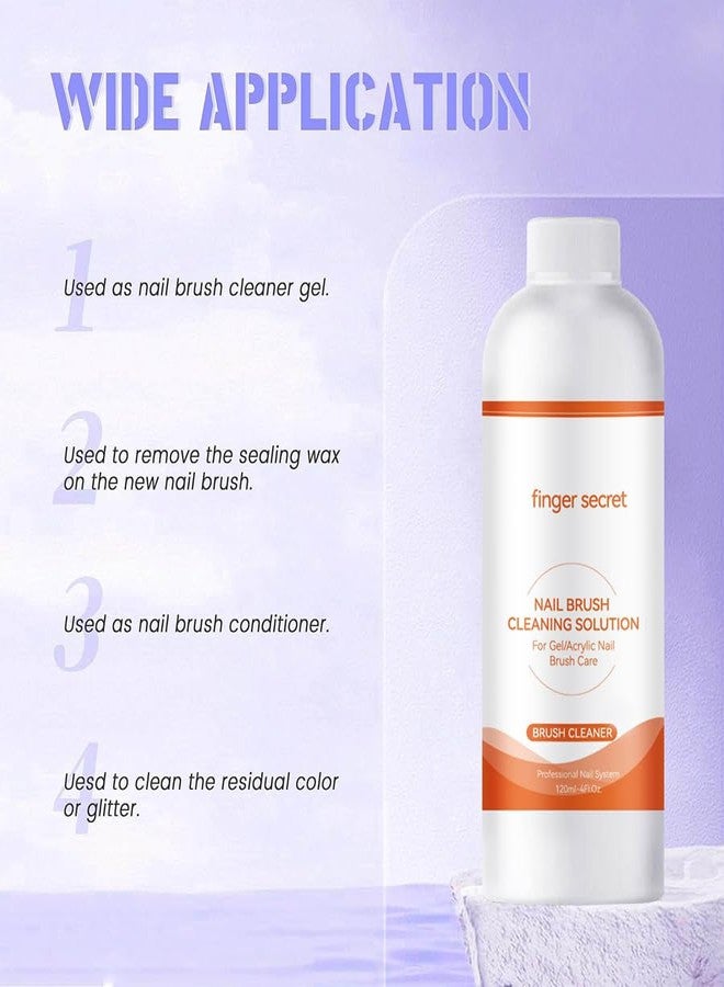 AOBOO Nail Brush Cleaner Brush Cleaner 8fl.oz 240ml Remover Cleanser Clean and Care Acrylic Nail Brushes Gel Nail Polish Brushes Nail Brushes 50 cotton flakes crystal glass Nail Tech Supplies - Image 2