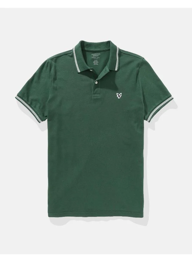 American Eagle Logo Slim Fit Pique Polo Shirt