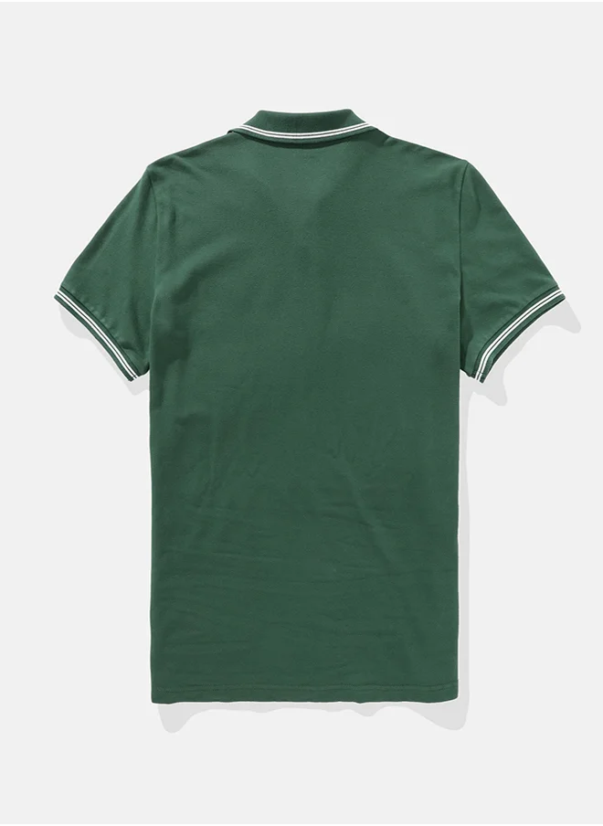 American Eagle Logo Slim Fit Pique Polo Shirt
