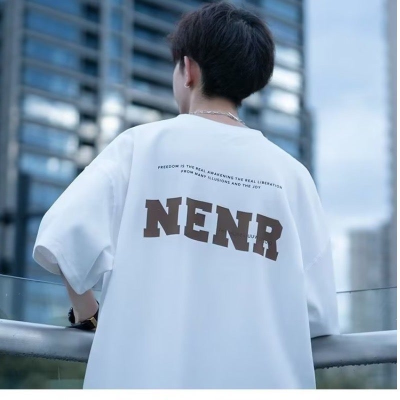 Short-Sleeved T-Shirt Men'S Summer American Style High Street Trendy Brand Letter Printed Loose Boys Half-Sleeved T-Shirt - Image 5