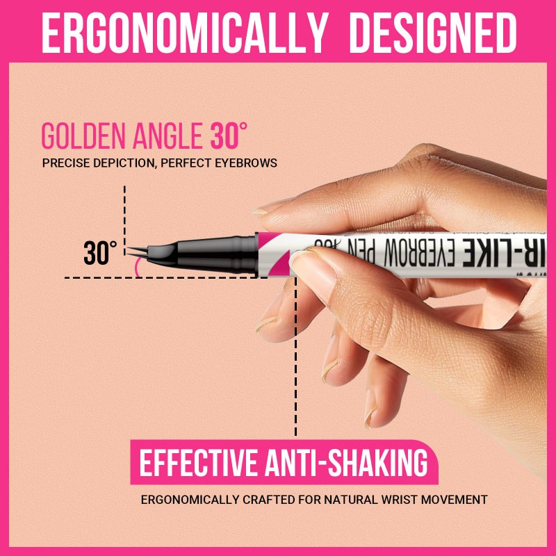 iMethod Curved Eyebrow Pen - 2-in-1 Dual-Ended Eyebrow Pencil with Curved Tip and Precise Brush-Tip, Microblading Pen for Natural Brows, Dark Brown - Image 2