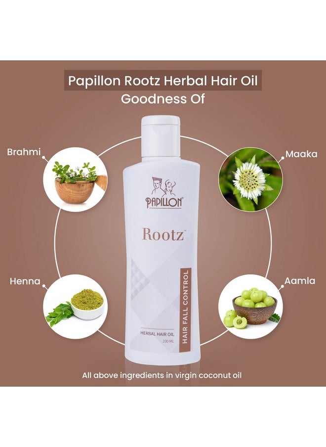 Papillon - Rootz Herbal Hair Oil - For Hair Fall Control - 100Ml - Image 1