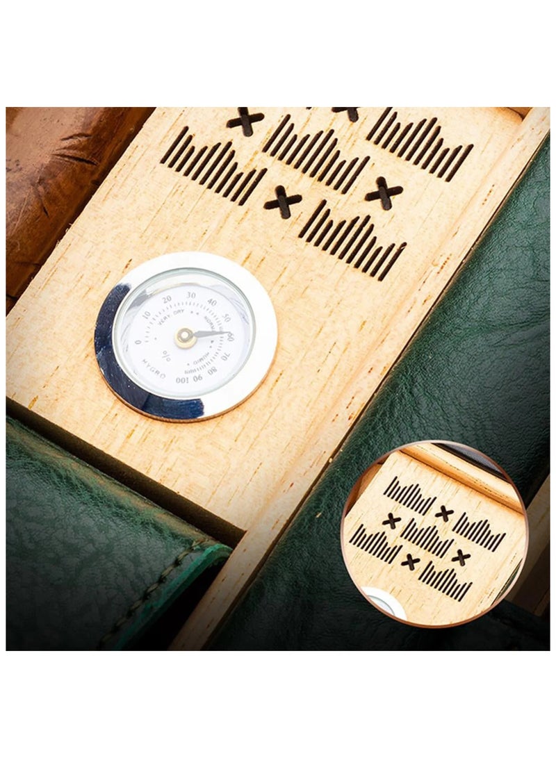 LUBINSKI Travel Cigar Humidor Set – 6-Cigar Capacity with 5-in-1 Premium Lighter & Built-In Hydrometer, Brown Leather - Image 5