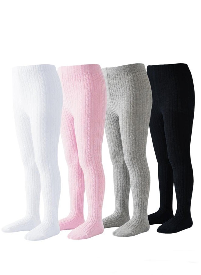 Marchare Baby Girls Tights Thick Cable Knit Tight Solid Footed Leggings Warm Stockings For Kids - Image 1