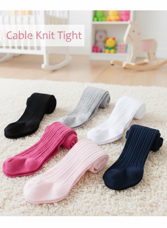 Marchare Baby Girls Tights Thick Cable Knit Tight Solid Footed Leggings Warm Stockings For Kids - Image 4