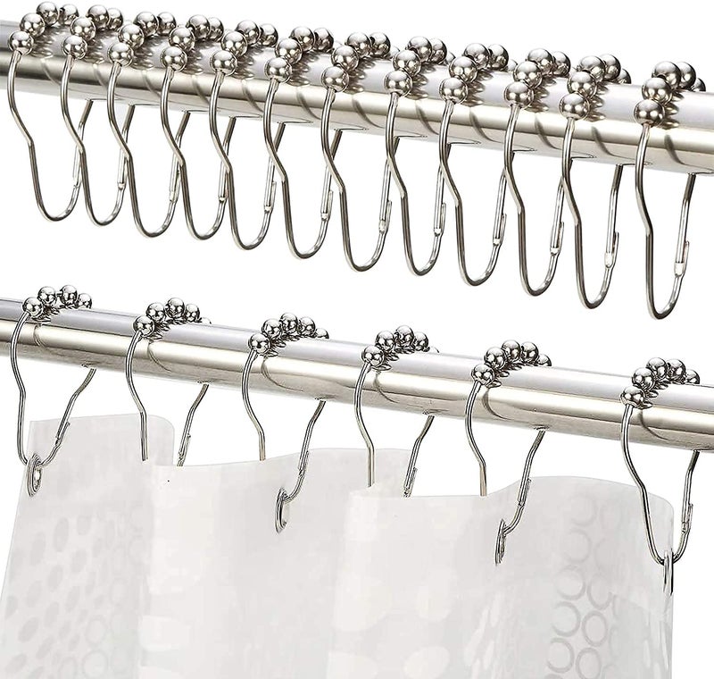 TERXA TERXA Stainless Steel Curtain Hooks | Shower Curtain Rings for Bathroom | Hook for Bathroom Shower Rods Curtain | Rolling Curtain Hook (Set of 12 PCs,Multicolor)  - Image 2