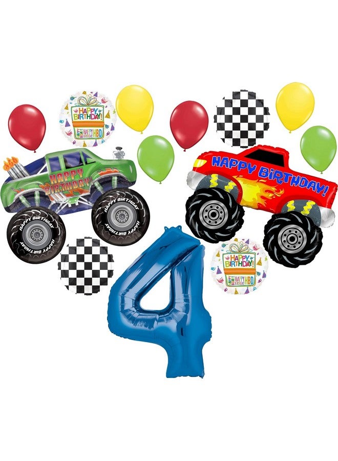Mayflower Products Monster Truck Party Supplies 4th Birthday Balloon Bouquet Decorations - Image 1