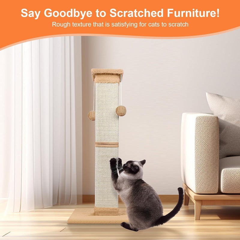 SOCATER Cat Scratching Post 33 Inch Orange Sisal Cat Scratcher Protect Your Furniture - Image 3