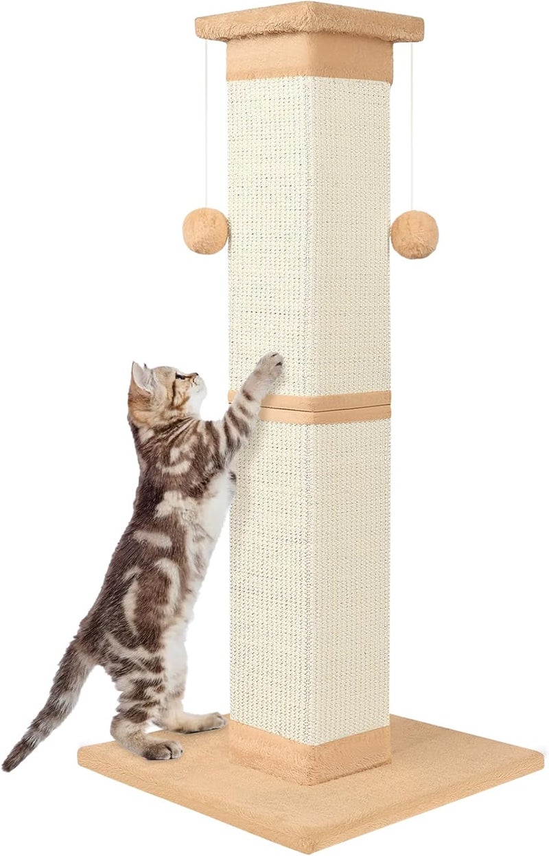 SOCATER Cat Scratching Post 33 Inch Orange Sisal Cat Scratcher Protect Your Furniture - Image 1