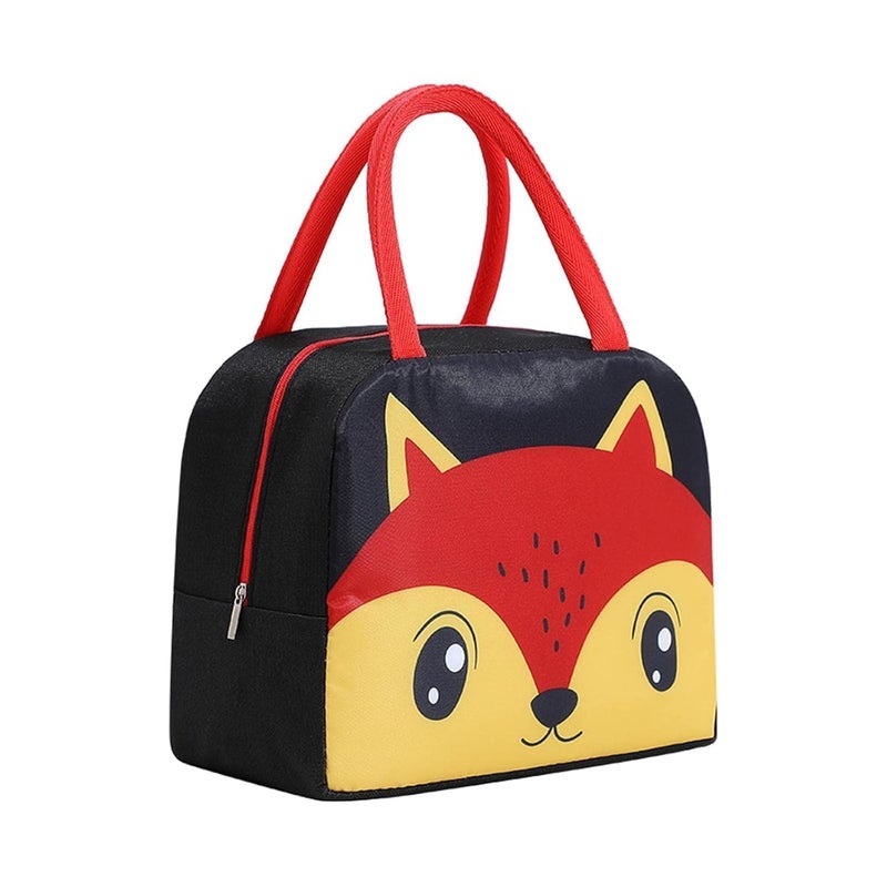 SKDBPM KDR Insulated Lunch Bags for Women Work Student Kids to School Waterproof Thermal Cooler Tote Bag Picnic Organizer Storage Tiffin Box Portable and Reusable (Black Fox) - Image 1
