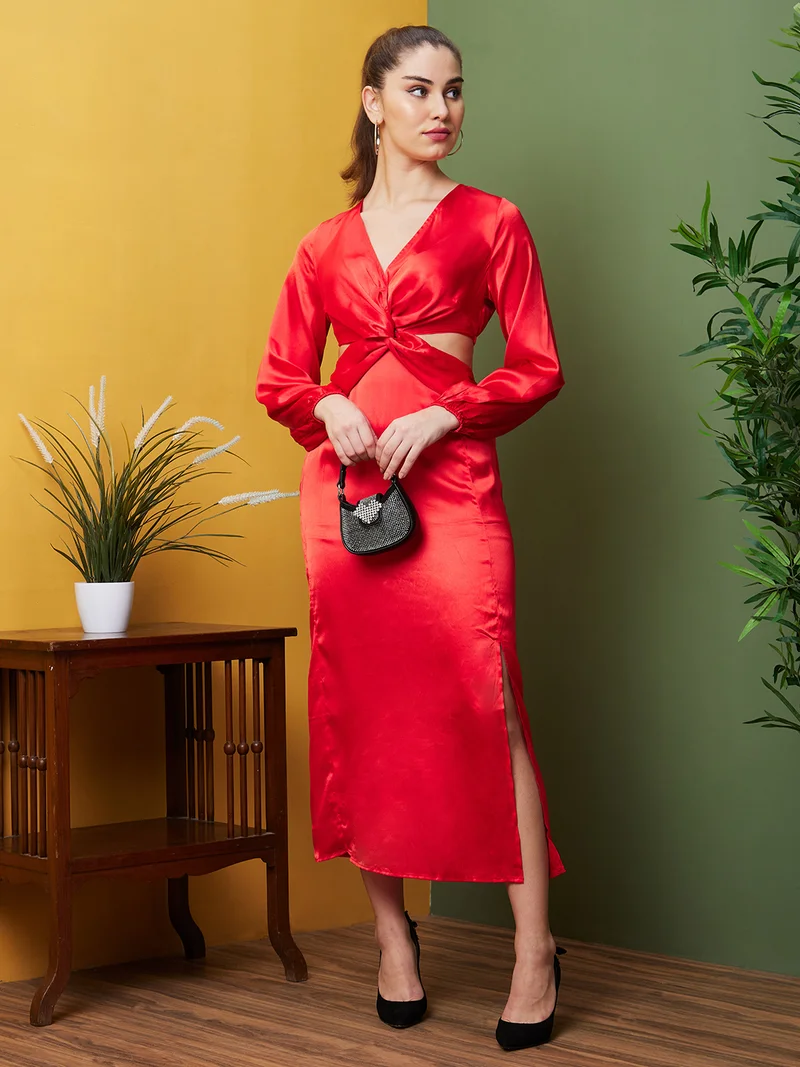 globus Women Cut-Out A Line Midi Party Dress