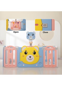 Arabest Baby Playpen with MAT Portable Kids Play Yards Ball Fence Foldable Gated Fences for Crawling with Basketball Hoop Multicoloured  - Image 3