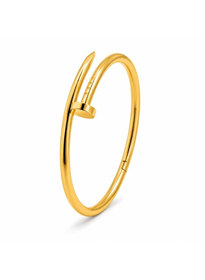 Shein Gold Nail Bracelet for Women – Stainless Steel Bangle – Waterproof, Tarnish Resistant, Elegant Cuff Bracelet - Image 1
